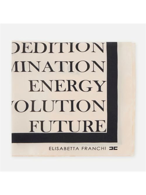 LETTERING PRINT SCARF ELISABETTA FRANCHI | FO19F61E2E84 burro/nero